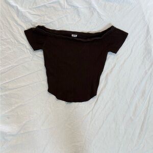 Garage Off-Shoulder Black Crop Top